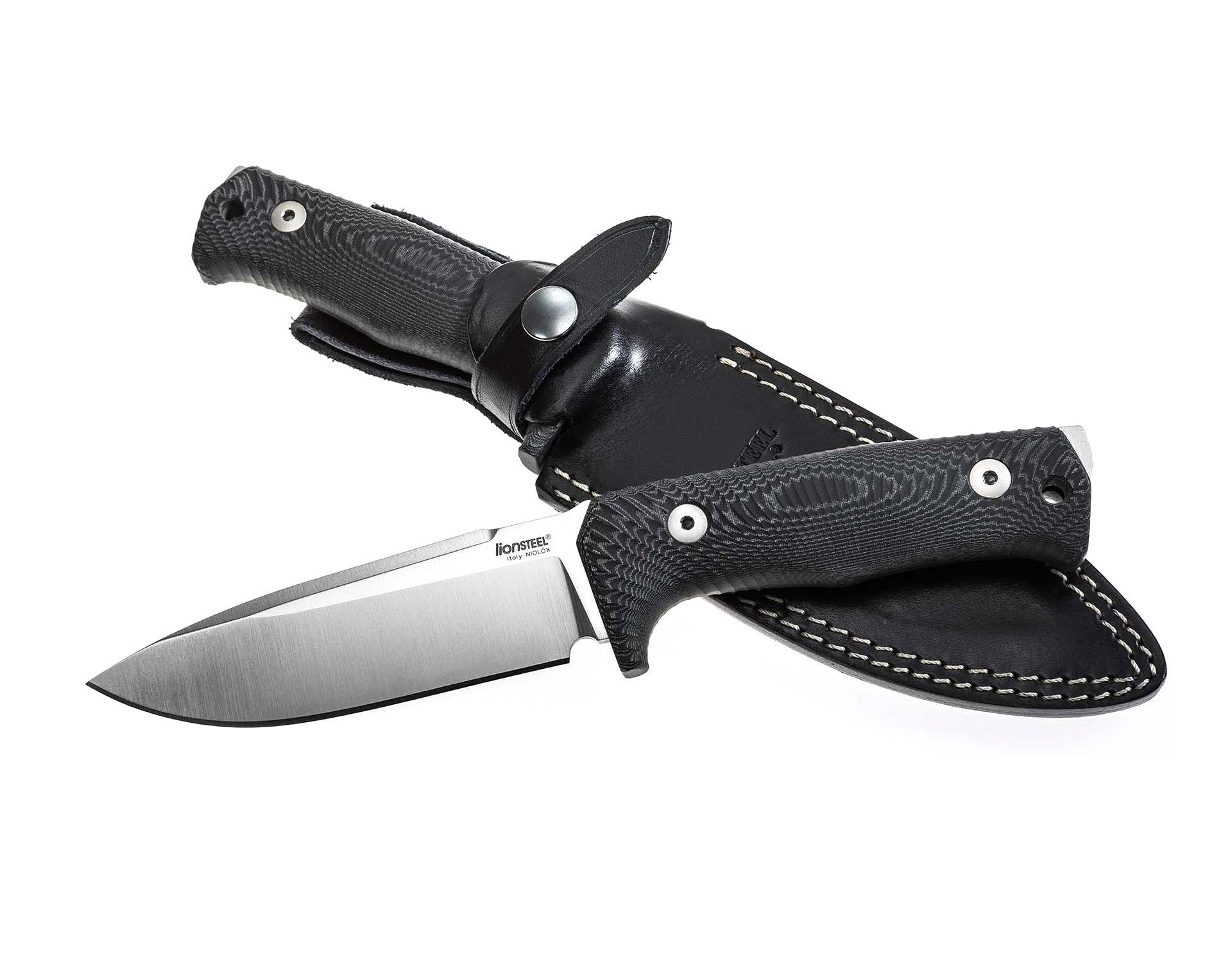 LionSteel T5 5.04" Satin Niolox Black Micarta Fixed Blade Knife ...