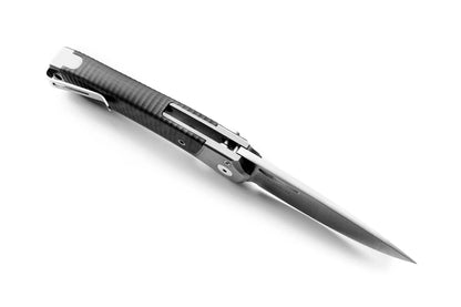 LionSteel Twain 3.15" Magnacut Grey Titanium Carbon Fiber Integral Folding Knife TW GY CF