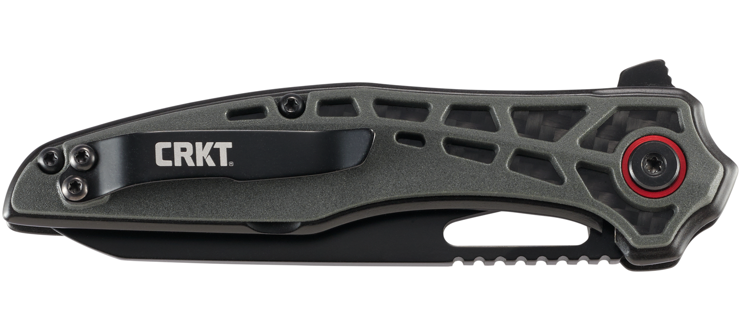 CRKT Thero 3.08" Black GRN Carbon Fiber Inlay Folding Knife - T.J. Schwarz - 6290