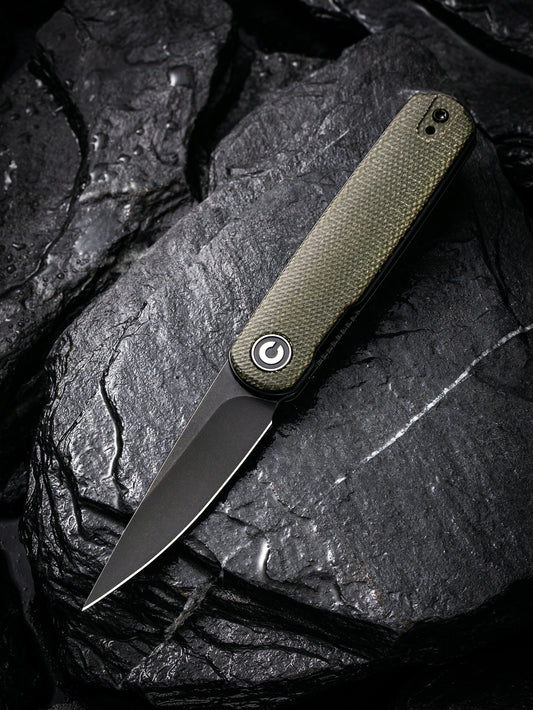 Civivi Lumi 2.56" Sandvik 14C28N Green Micarta Folding Knife by Justin Lundquist C20024-1